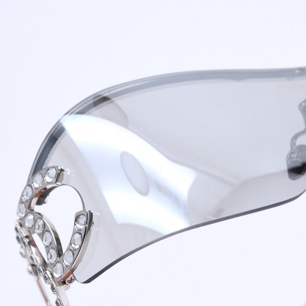 極美品 CHANEL シャネル Sunglasses サングラス アイウェア ココマーク サイズ142◻︎110 シルバー ラインストーン ブラック 9579B c.501/S1 中古 4a006784