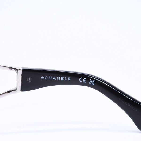 極美品 CHANEL シャネル Sunglasses サングラス アイウェア ココマーク サイズ142◻︎110 シルバー ラインストーン ブラック 9579B c.501/S1 中古 4a006784