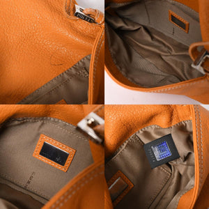 極美品 FENDI フェンディ マンマバケット ワンショルダーバッグ 8BR180 レザー オレンジ シルバー金具 中古 4a006817