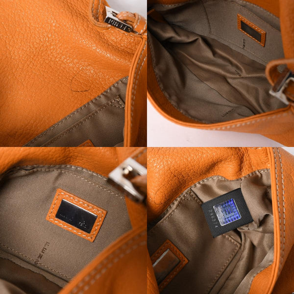 極美品 FENDI フェンディ マンマバケット ワンショルダーバッグ 8BR180 レザー オレンジ シルバー金具 中古 4a006817
