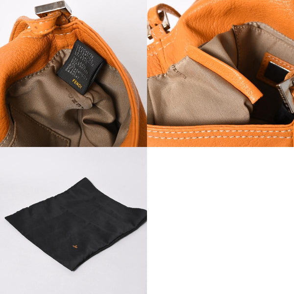 極美品 FENDI フェンディ マンマバケット ワンショルダーバッグ 8BR180 レザー オレンジ シルバー金具 中古 4a006817