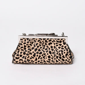 新品同様 CARTIER カルティエ パンテール 2WAYバッグ ハラコ レオパード レザー ブラウン シルバー金具 中古 4a006965
