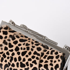 新品同様 CARTIER カルティエ パンテール 2WAYバッグ ハラコ レオパード レザー ブラウン シルバー金具 中古 4a006965