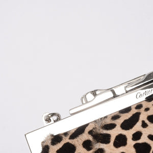 新品同様 CARTIER カルティエ パンテール 2WAYバッグ ハラコ レオパード レザー ブラウン シルバー金具 中古 4a006965