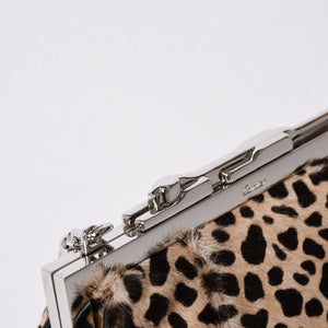 新品同様 CARTIER カルティエ パンテール 2WAYバッグ ハラコ レオパード レザー ブラウン シルバー金具 中古 4a006965