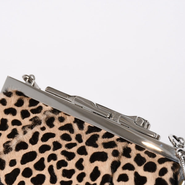 新品同様 CARTIER カルティエ パンテール 2WAYバッグ ハラコ レオパード レザー ブラウン シルバー金具 中古 4a006965
