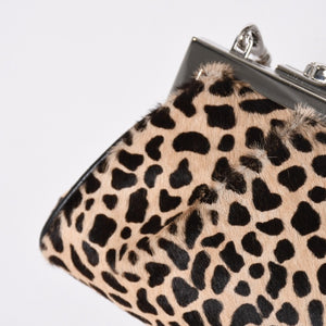 新品同様 CARTIER カルティエ パンテール 2WAYバッグ ハラコ レオパード レザー ブラウン シルバー金具 中古 4a006965