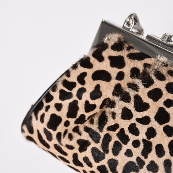 新品同様 CARTIER カルティエ パンテール 2WAYバッグ ハラコ レオパード レザー ブラウン シルバー金具 中古 4a006965