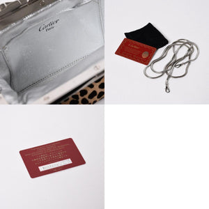 新品同様 CARTIER カルティエ パンテール 2WAYバッグ ハラコ レオパード レザー ブラウン シルバー金具 中古 4a006965