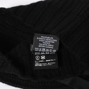 新品同様 CHANEL シャネル カシミヤ ニットキャップ ビーニー AAA421 ココマーク ラインストーン リボン付き ブラック 中古 4a007149