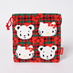 新品未使用 familiar ファミリア × HELLO KITTY ハローキティ 巾着 770347 XF チェック柄 中古 4a006927