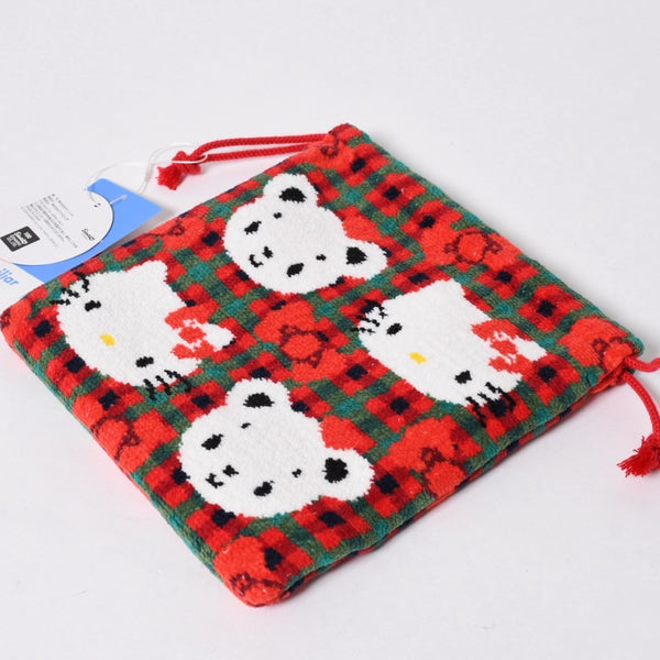新品未使用 familiar ファミリア × HELLO KITTY ハローキティ 巾着 770347 XF チェック柄 中古 4a006927