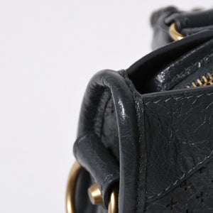極美品 BALENCIAGA バレンシアガ パンチング クラシック ミニシティ ハンドバッグ 2WAY ショルダーバッグ 501065 ダークグレー ゴールド金具 中古 4a006982