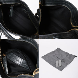 極美品 BALENCIAGA バレンシアガ パンチング クラシック ミニシティ ハンドバッグ 2WAY ショルダーバッグ 501065 ダークグレー ゴールド金具 中古 4a006982