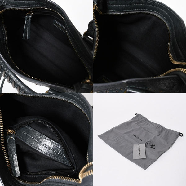 極美品 BALENCIAGA バレンシアガ パンチング クラシック ミニシティ ハンドバッグ 2WAY ショルダーバッグ 501065 ダークグレー ゴールド金具 中古 4a006982