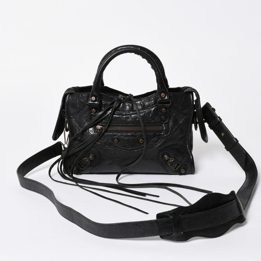 BALENCIAGA バレンシアガ クラシック ミニシティ 2WAY ハンドバッグ ショルダーバッグ ブラック 300295 美品 中古 4a006986