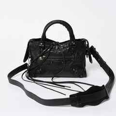 BALENCIAGA バレンシアガ クラシック ミニシティ 2WAY ハンドバッグ ショルダーバッグ ブラック 300295 美品 中古 4a006986