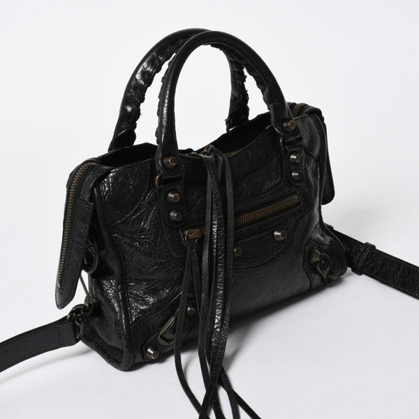BALENCIAGA バレンシアガ クラシック ミニシティ 2WAY ハンドバッグ ショルダーバッグ ブラック 300295 美品 中古 4a006986