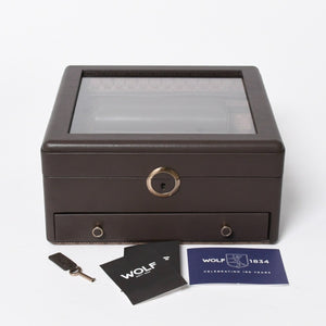 極美品 WOLF ウルフ EARTH ウォッチスタンドボックス 2PC コーヒー 190706 時計ケース アクセサリーボックス ブラウン レザー190周年モデル 中古 4a006832