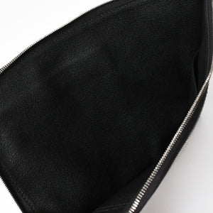 新品同様 HERMES エルメス カーゴ ポケット ジップ ポーチ W刻印 トワルアッシュ ヴォースイフト ブラック エクリュ シルバー金具 中古 4a006926