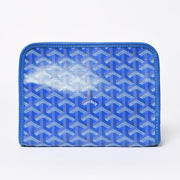 新品未使用 GOYARD ゴヤール ジュバンス PM ポーチ クラッチバッグ JOUVENPMLTY10CL10P PVC レザー ブルー 中古 4a006857
