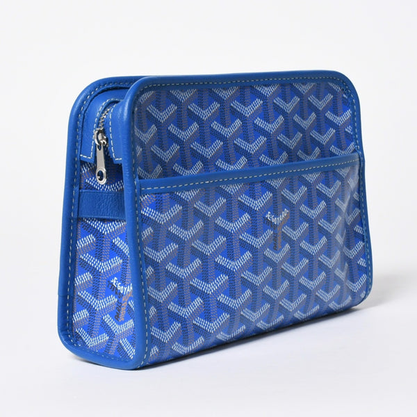 新品未使用 GOYARD ゴヤール ジュバンス PM ポーチ クラッチバッグ JOUVENPMLTY10CL10P PVC レザー ブルー 中古 4a006857