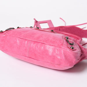 極美品 BALENCIAGA バレンシアガ ザ ファースト ハンドバッグ ショルダーバッグ 103208 ラムスキン ピンク メタルブラック金具 2way 中古 4a006911
