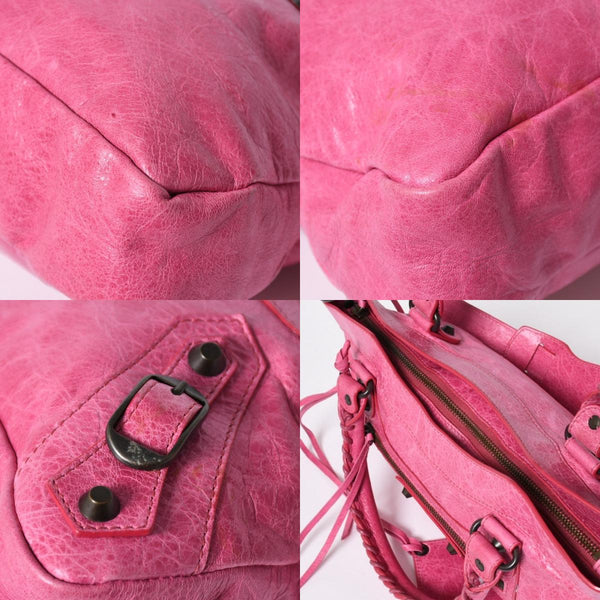 極美品 BALENCIAGA バレンシアガ ザ ファースト ハンドバッグ ショルダーバッグ 103208 ラムスキン ピンク メタルブラック金具 2way 中古 4a006911