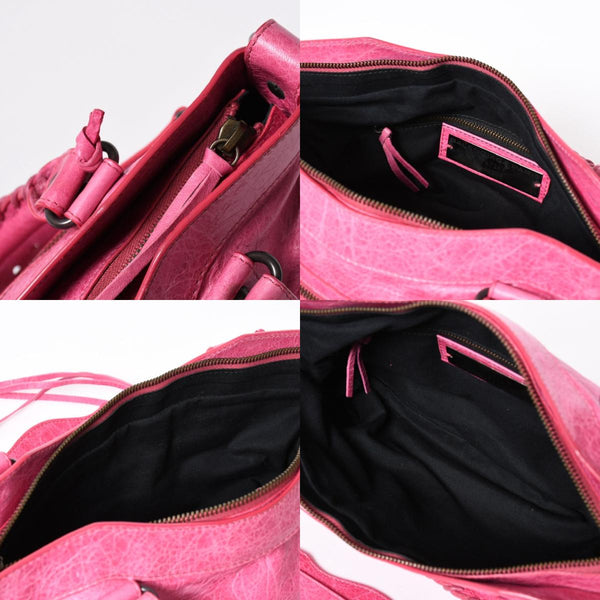 極美品 BALENCIAGA バレンシアガ ザ ファースト ハンドバッグ ショルダーバッグ 103208 ラムスキン ピンク メタルブラック金具 2way 中古 4a006911
