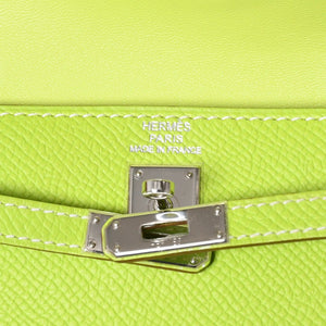 新品同様 HERMES エルメス タイニーケリー エプソン ショルダーバッグ キウイ キーホルダー ◻︎O刻印 中古 4a006856