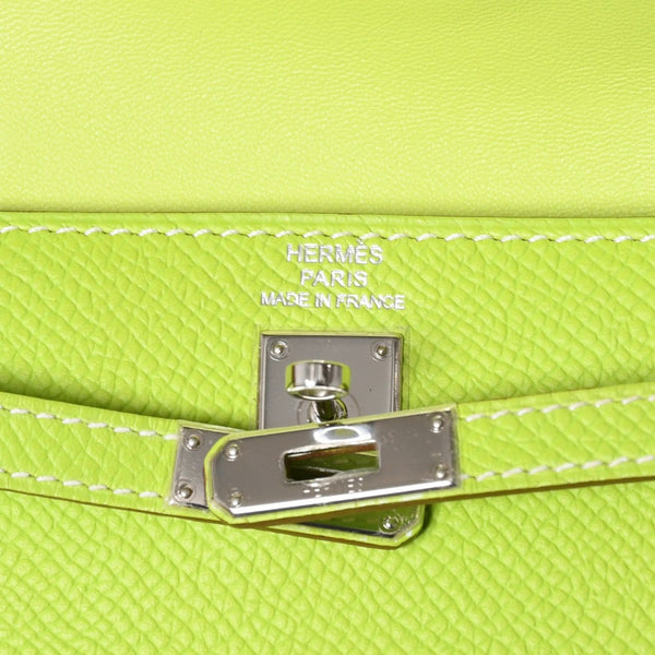 新品同様 HERMES エルメス タイニーケリー エプソン ショルダーバッグ キウイ キーホルダー ◻︎O刻印 中古 4a006856