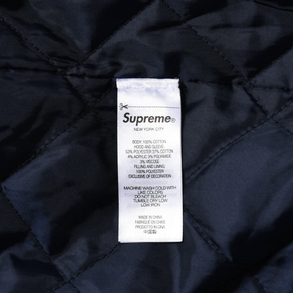 極美品 SUPREME シュプリーム フリースフーデッド デニムシャツ RN101837 Sサイズ フリース ウォッシュ加工 キルティング グレー インディゴブルー 中古 4a006866
