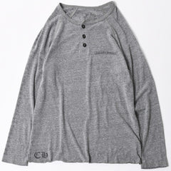 CHROME HEARTS クロムハーツ ヘンリーネック ラグランカットソー サイズM グレー スクロールラベル 美品 中古 4a006909