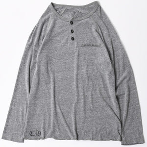 CHROME HEARTS クロムハーツ ヘンリーネック ラグランカットソー サイズM グレー スクロールラベル 美品 中古 4a006909