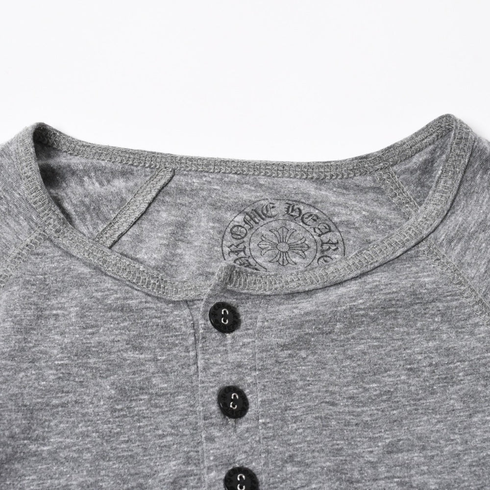 CHROME HEARTS クロムハーツ ヘンリーネック ラグランカットソー サイズM グレー スクロールラベル 美品 中古 4a006909