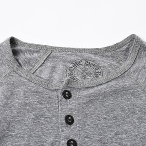 CHROME HEARTS クロムハーツ ヘンリーネック ラグランカットソー サイズM グレー スクロールラベル 美品 中古 4a006909