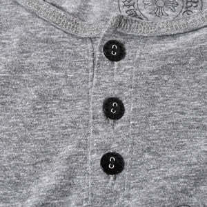 CHROME HEARTS クロムハーツ ヘンリーネック ラグランカットソー サイズM グレー スクロールラベル 美品 中古 4a006909