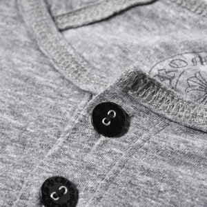 CHROME HEARTS クロムハーツ ヘンリーネック ラグランカットソー サイズM グレー スクロールラベル 美品 中古 4a006909