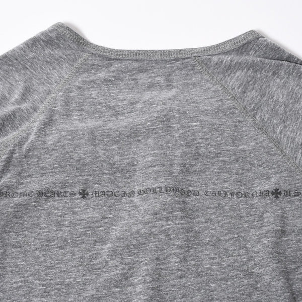 CHROME HEARTS クロムハーツ ヘンリーネック ラグランカットソー サイズM グレー スクロールラベル 美品 中古 4a006909