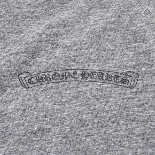 CHROME HEARTS クロムハーツ ヘンリーネック ラグランカットソー サイズM グレー スクロールラベル 美品 中古 4a006909