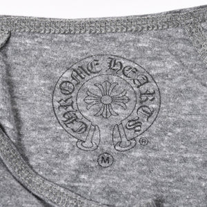 CHROME HEARTS クロムハーツ ヘンリーネック ラグランカットソー サイズM グレー スクロールラベル 美品 中古 4a006909