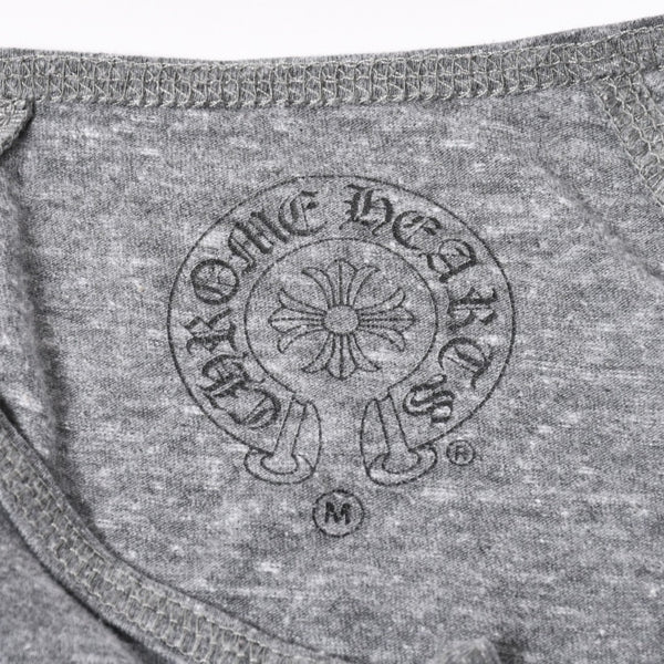 CHROME HEARTS クロムハーツ ヘンリーネック ラグランカットソー サイズM グレー スクロールラベル 美品 中古 4a006909