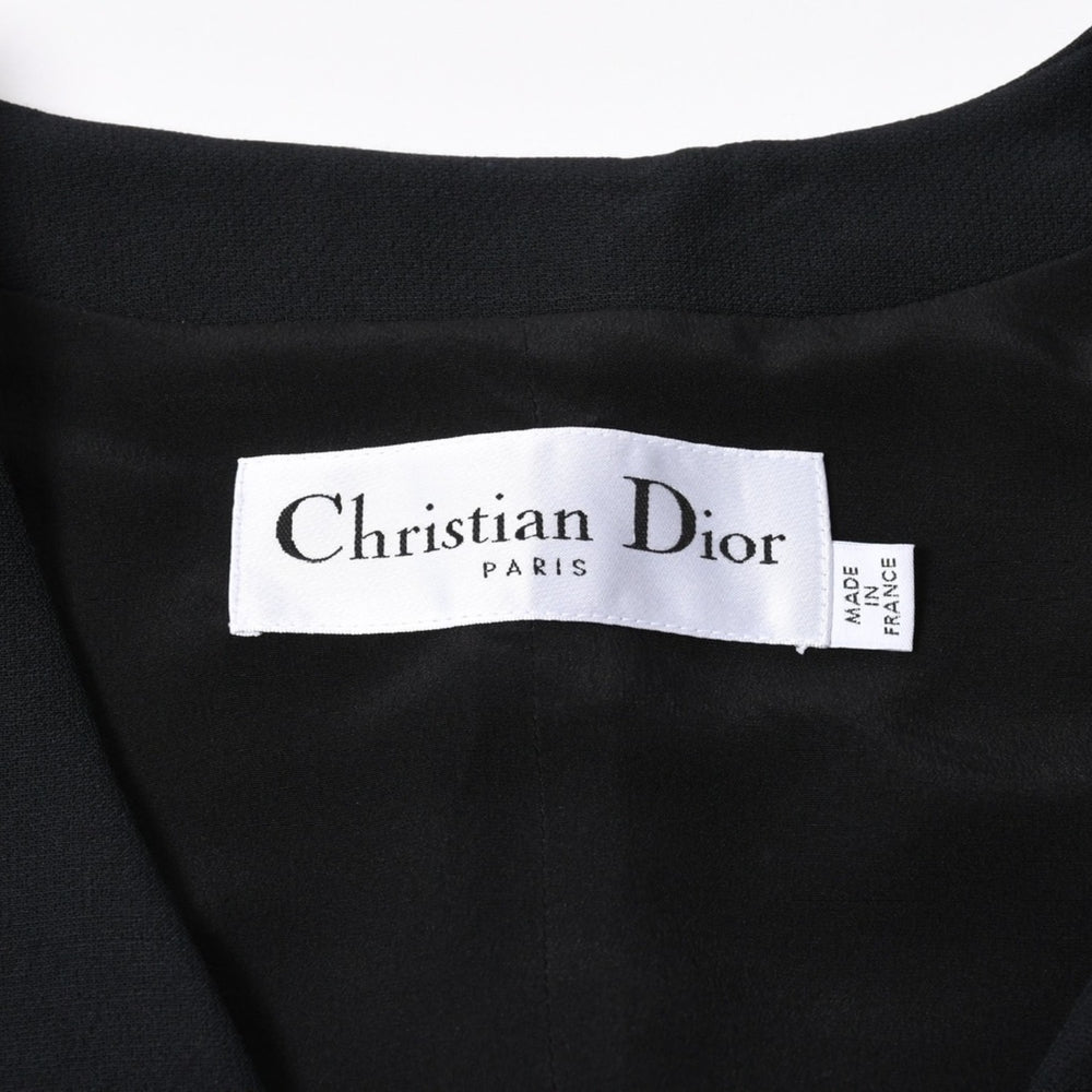 極美品 CHRISTIAN DIOR クリスチャンディオール ベスト 051G24A1166 フランス製 ウール シルク ブラック サイズ34 中古 4a006471