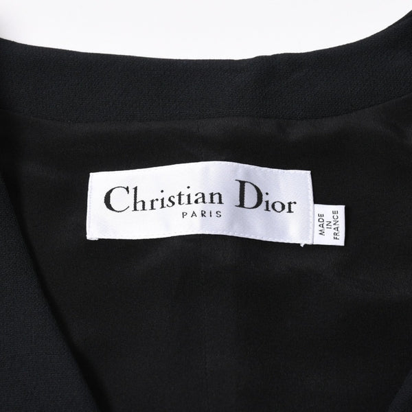 極美品 CHRISTIAN DIOR クリスチャンディオール ベスト 051G24A1166 フランス製 ウール シルク ブラック サイズ34 中古 4a006471