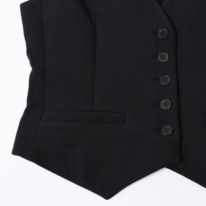 極美品 CHRISTIAN DIOR クリスチャンディオール ベスト 051G24A1166 フランス製 ウール シルク ブラック サイズ34 中古 4a006471