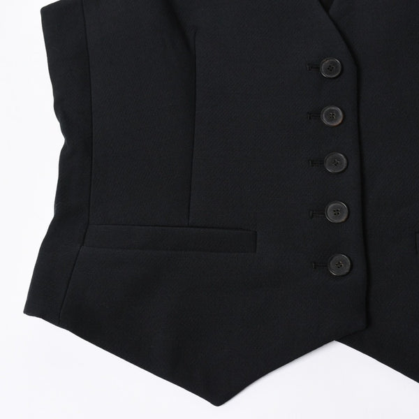 極美品 CHRISTIAN DIOR クリスチャンディオール ベスト 051G24A1166 フランス製 ウール シルク ブラック サイズ34 中古 4a006471