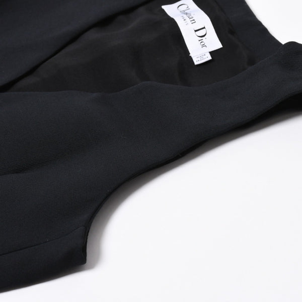 極美品 CHRISTIAN DIOR クリスチャンディオール ベスト 051G24A1166 フランス製 ウール シルク ブラック サイズ34 中古 4a006471