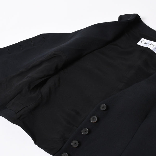 極美品 CHRISTIAN DIOR クリスチャンディオール ベスト 051G24A1166 フランス製 ウール シルク ブラック サイズ34 中古 4a006471