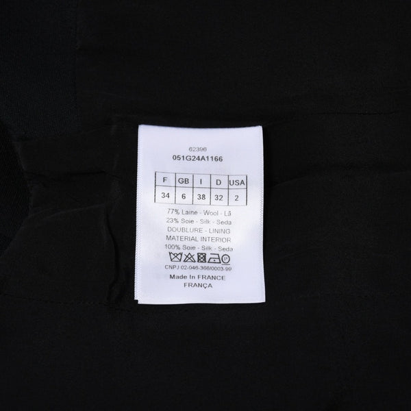 極美品 CHRISTIAN DIOR クリスチャンディオール ベスト 051G24A1166 フランス製 ウール シルク ブラック サイズ34 中古 4a006471