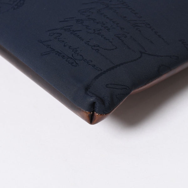 Berluti ベルルッティ クラッチバッグ セカンドバッグ ニノGM ブラウン ネイビー シルバー金具 美品 中古 4a006881